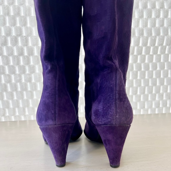 JOYCE OF CALIFORNIA Royal Purple Suede Chunky Heel Boots Vintage 5.5 M - Picture 11 of 11